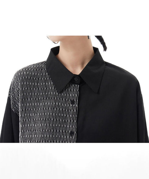 Herringbone Panel Shirt Dress